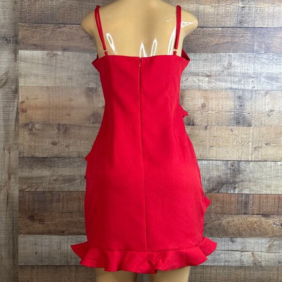 Saints + Secrets Frilled To Meet You Mini Dress Sleeveless Red SZ Large NWT - Picture 5 of 11